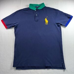 Polo Ralph Lauren Big Pony Multi Color Block Polo Shirt XL Tall Preppy Cotton